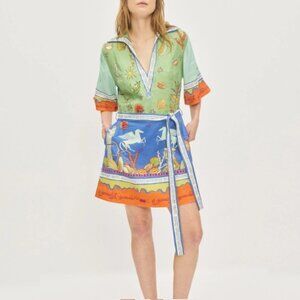 Alemais Surrealist Summer V-Neck Mini Dress
